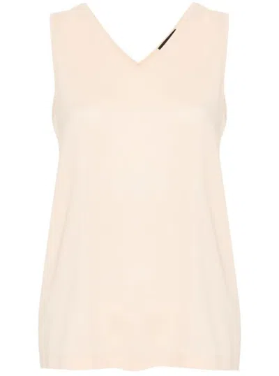 Fabiana Filippi Sleeveless V-neck Top With Relaxed Fit In Neutral
