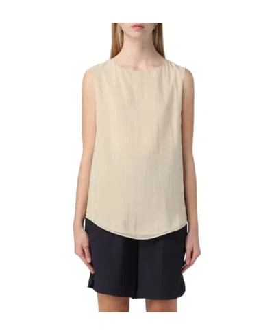 Fabiana Filippi Sleeveless Vest With Round Neck In Nude