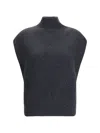 Fabiana Filippi Sleeveless Wool Sweater With Sequins In Gray