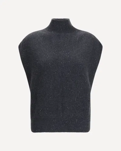 FABIANA FILIPPI SLEEVELESS WOOL SWEATER WITH SEQUINS