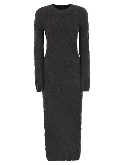 Fabiana Filippi Slim Dress With Embossed Finish In Gray