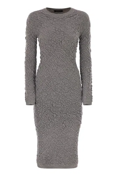 Fabiana Filippi Slim Dress With Embossed Finish In Gray