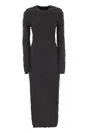 Fabiana Filippi Merino Wool Knit Dress With Embossed Effect In Gray