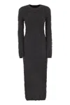 Fabiana Filippi Merino Wool Knit Dress With Embossed Effect In Gray