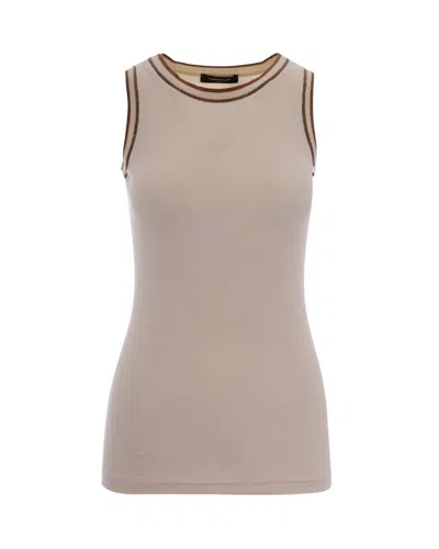 Fabiana Filippi Slim-fit Ribbed Jersey Tank Top With Organic Cotton Trim In Neutral