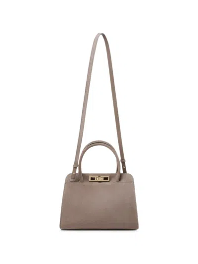 Fabiana Filippi Small Turn-lock Suede Tote Bag In Brown
