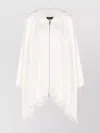 Fabiana Filippi Soft Cape Hooded Fringe Jacket In White