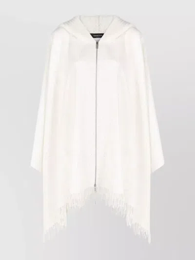 FABIANA FILIPPI SOFT CAPE HOODED FRINGE JACKET