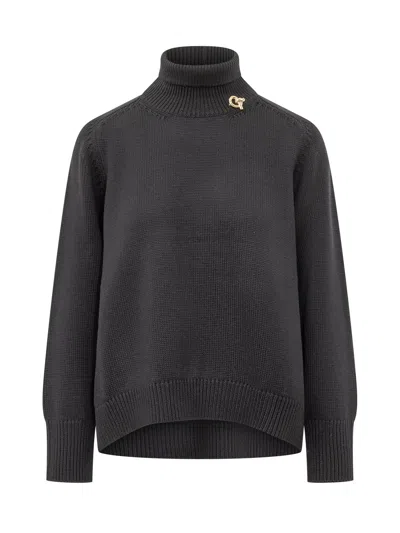 Fabiana Filippi Soft Knit Sweater With Turtleneck In Blu Notte