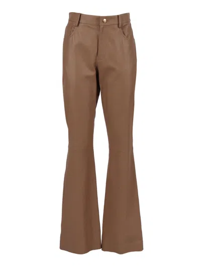 Fabiana Filippi Soft Lambskin Bootcut Trousers In Brown