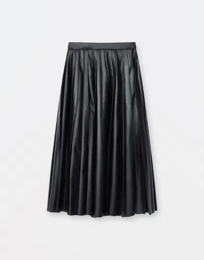 Fabiana Filippi Soft Lambskin Pleated Midi Skirt In Black