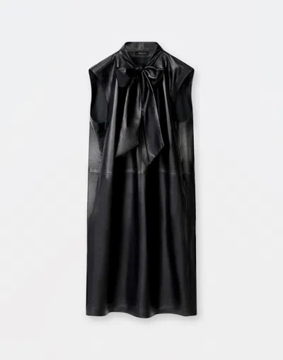Fabiana Filippi Soft Lambskin Sleeveless Dress With Knot Detail In Black