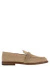 Fabiana Filippi Soft Suede Moccasin With Diamond Thread Detail In Brown