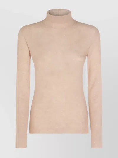 Fabiana Filippi Sparkling Turtleneck Knitwear Long Sleeves In Pink