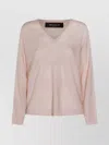 Fabiana Filippi Sparkling V-neck Long Sleeve Knitwear In Pink