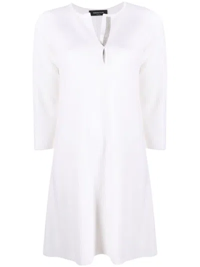 Fabiana Filippi Split-neck Knitted Wool Minidress In White
