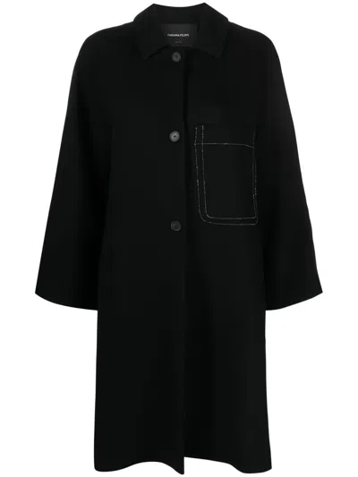 Fabiana Filippi Spread-collar Single-breasted Coat In Black