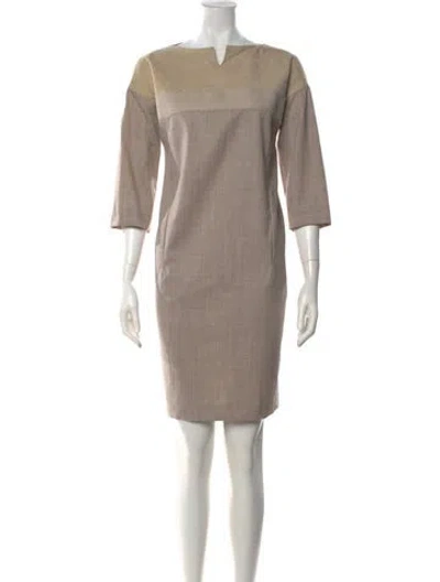 Pre-owned Fabiana Filippi Square Neckline Knee-length Dress W/ Tags In Neutrals