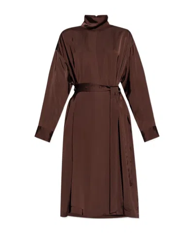 Fabiana Filippi Stand-up Collar Dress In Brown