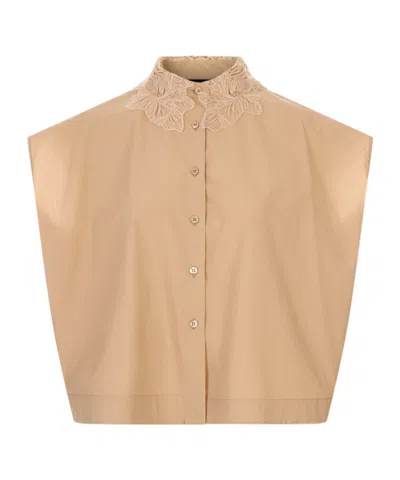 Fabiana Filippi Stand-up Collar Button-down Shirt In Brown