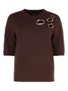 Fabiana Filippi Stone-embellished Cut-out Sweater In Brown