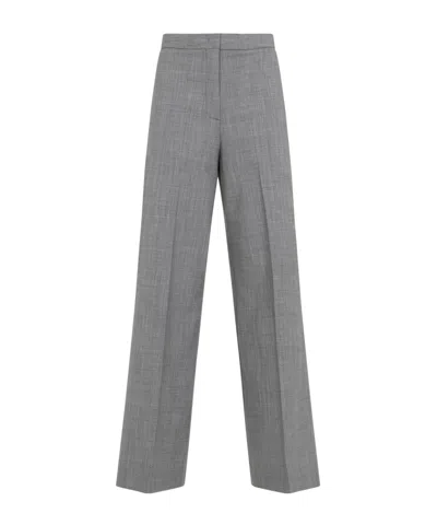 Fabiana Filippi Wide-leg Trousers With Clean Waistband And Subtle Pleats In Gray
