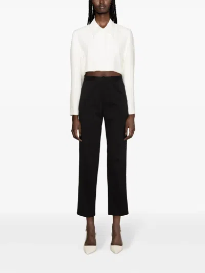 Fabiana Filippi Bead-trim Tapered Trousers In 黑色