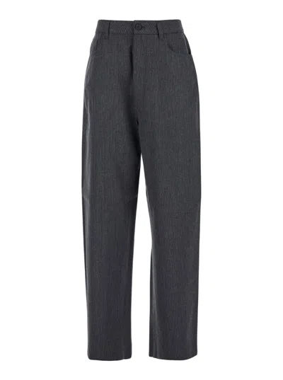 Fabiana Filippi Straight-leg Pantalone With Pinstripe Design In Grey