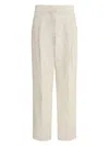 Fabiana Filippi Straight-leg Pants With Mid-rise Waist And Textured Weave In Neutral