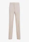 Fabiana Filippi Straight Leg Wool Blend Pants With Pockets In Beige