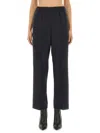 Fabiana Filippi Black Loose Pants With Toanl Elastic Waistband In Viscose In Blue