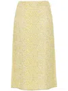 Fabiana Filippi Straight Tweed Midi Skirt In Yellow