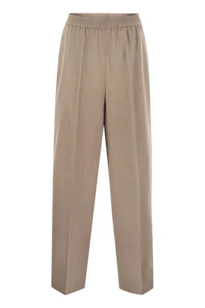 Fabiana Filippi Straight Wool Trousers In Nude