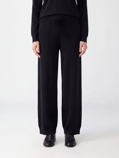Fabiana Filippi Straight-leg Wool, Silk, And Cashmere Knit Trousers In Black