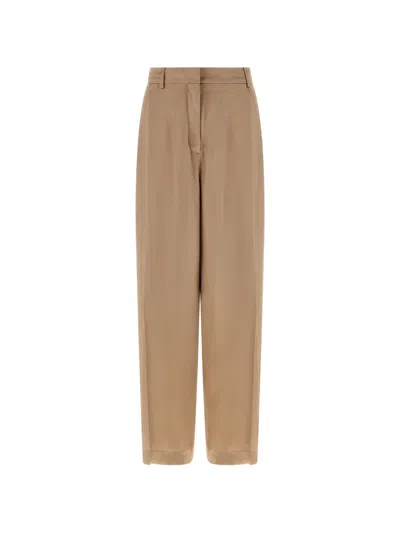 Fabiana Filippi Stretched Pleat Wide Trousers In Brown