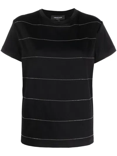 Fabiana Filippi Stripe-pattern Short-sleeved T-shirt In Black