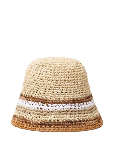 Fabiana Filippi Crochet Fisherman Hat In Raffia In Brown
