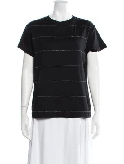 Pre-owned Fabiana Filippi Striped Crew Neck T-shirt In Black