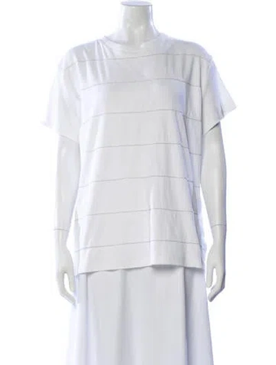 Pre-owned Fabiana Filippi Striped Crew Neck T-shirt In White