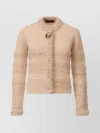 Fabiana Filippi Striped Knit Wool Jacket With Button Detail In Neutral