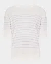 Fabiana Filippi Striped Linen-cotton Sweater In Biancomalva