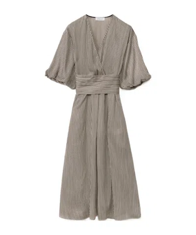 Fabiana Filippi Striped Midi Dress In Gray