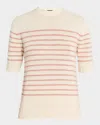 Fabiana Filippi Striped Mock-neck Cashmere Sweater In Fard