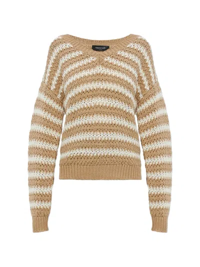 Fabiana Filippi Striped Open-knit Sweater In Brown
