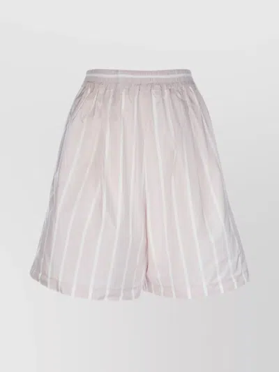 Fabiana Filippi Striped Pattern Lightweight Fabric Elastic Waistband Shorts In Neutral