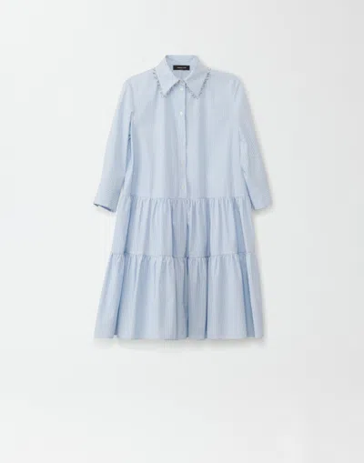 Fabiana Filippi Striped Poplin Shirt Dress In Light Blue