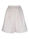 Fabiana Filippi Striped Pattern Lightweight Fabric Elastic Waistband Shorts In Pink