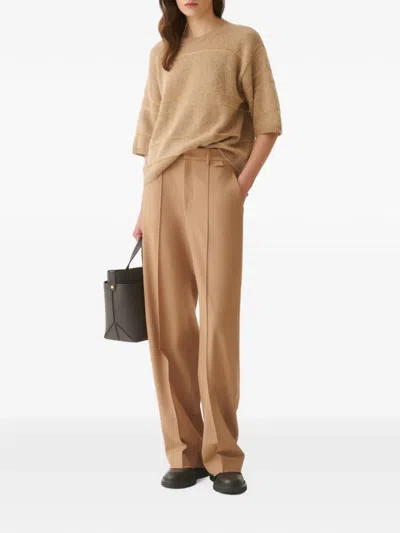 Fabiana Filippi Striped Short-sleeve Sweater In Brown