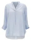 Fabiana Filippi Striped Split-neck Blouse In Blue