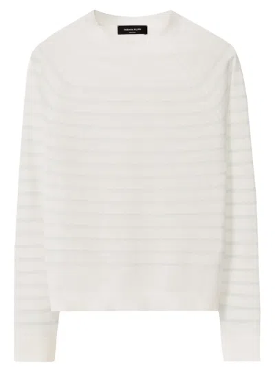 Fabiana Filippi Striped Sweater In White/aquagreen